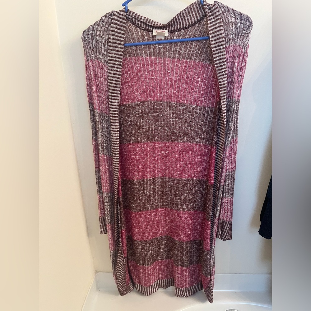 Mossimo Supply Co. Pink and Burgundy Striped Cardigan